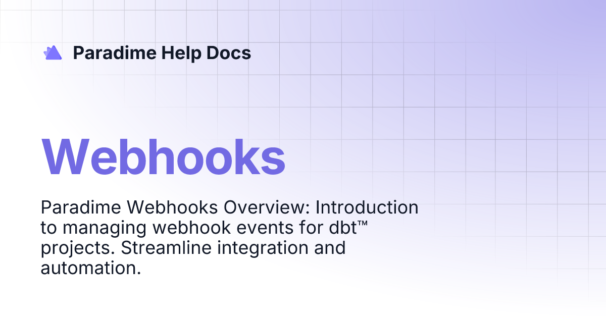 Webhooks | Paradime Help Docs